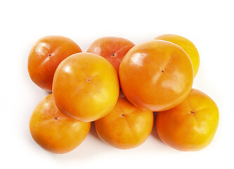 Fresh Ripe Persimmons from Shaanxi China on White Background - Healthy Orange Fruit
