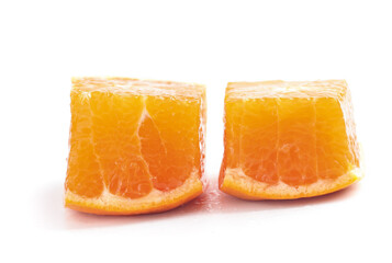 Fresh Orange Fruit Slices on White Background - Healthy Citrus Segments