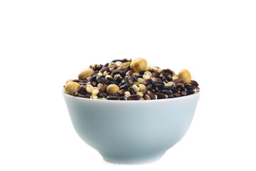 Mixed Legumes Grains Assortment Bowl White Background Healthy Plant Based Protein Food
