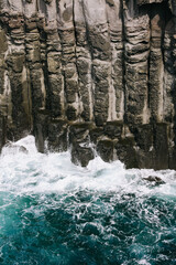Jusangjeolli cliffs with basalt columns details, Jeju island, South Korea.