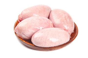 Fresh Raw Chicken Breasts in Wooden Bowl Ready for Cooking