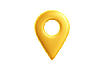 Shiny golden location pin pointing position on a transparent background, ideal for travel and navigation concepts