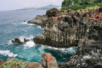 Jungmun Daepo Coast Jusangjeolli Cliff, Jeju Island, South Korea.