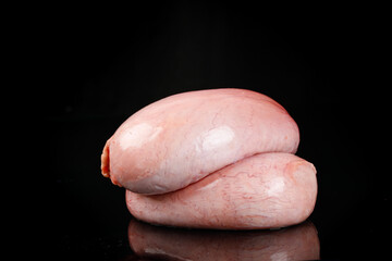 Fresh Raw Pork Loin Cuts on Black Background - Premium Meat Ingredients for Cooking