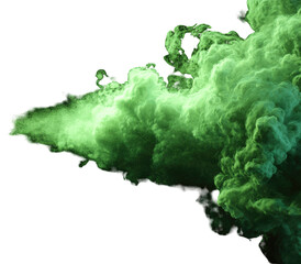 Vivid green smoke plume against black background