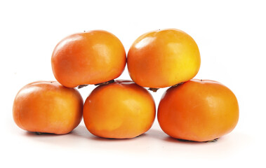 Fresh Fuping Persimmons from Shanxi China on White Background