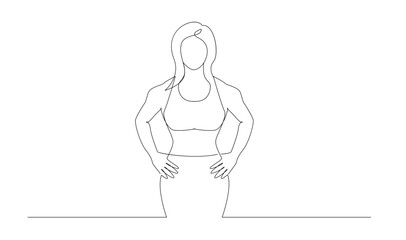 One-Line Drawing of Woman Fitness Model