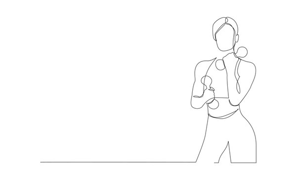 woman lifting dumbbells, continuous line art clip art preview
