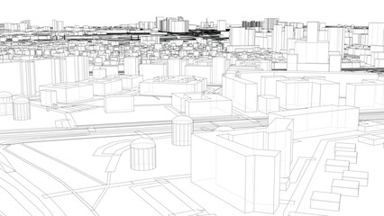 Abstract Cityscape Wireframe