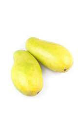 Fresh Golden Hainan Mangoes Isolated on White Background