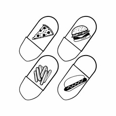 vector illustration of a set of food icons