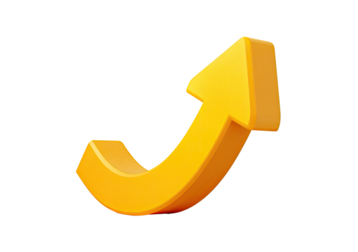 A vibrant, 3D golden upward-curving arrow