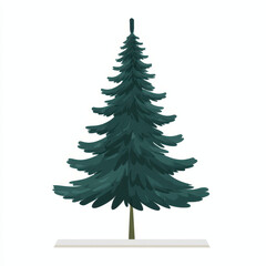 Obraz premium Illustrated Evergreen Tree on White Transparent background - Winter Forest Symbol