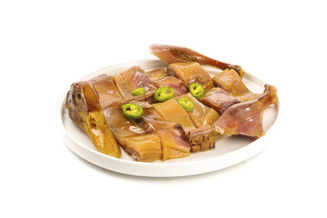Chinese Air-Dried Preserved Duck with Chili Peppers Traditional Asian Cuisine