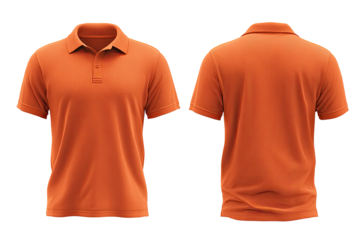 Front and back view of a burnt orange polo shirt