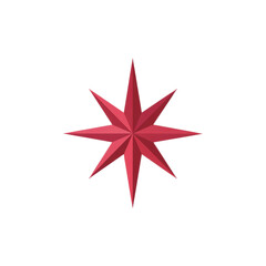 Red Eight-Pointed Star on Green Transparent background - Geometric Design Element