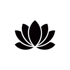Elegant Black Lotus Flower Isolated on White Background Graphic Resource