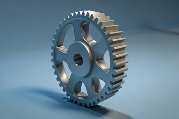Metallic Gear Wheel with Spokes and Teeth rotating image 3D