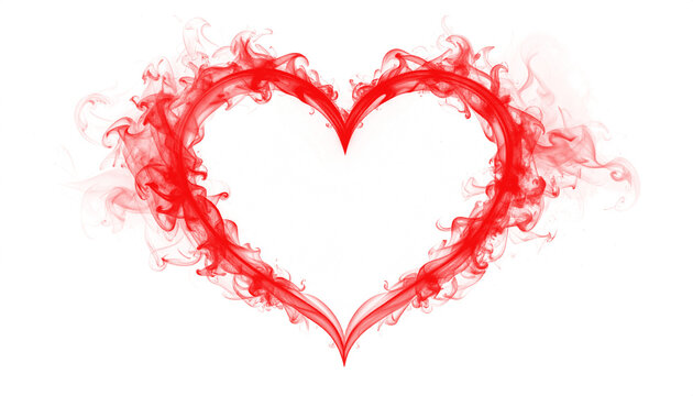 PNG of horror red smoke forming a swirling abstract flame heart, perfect for Halloween, spooky designs, overlays, and dramatic smoke effects - Powered by Adobe
