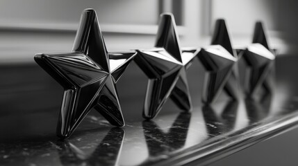 Five distinct stars displayed on a counter symbolizing competitive advantage and unique strengths for businesses