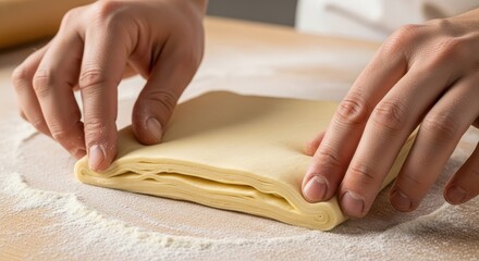 Preparing Puff Pastry Dough for Baking Delicious Treats at Home
