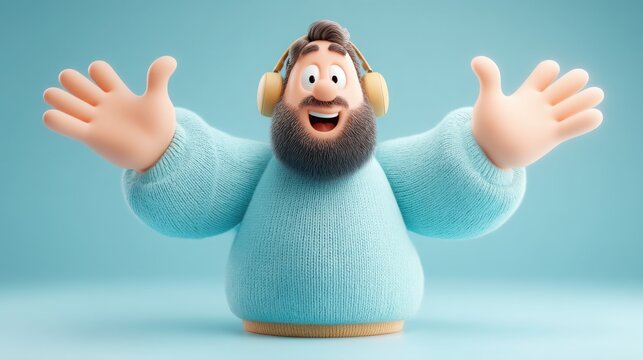 Man with headphones and beard engaged in customer support using ai-based tools for enhanced communication solutions