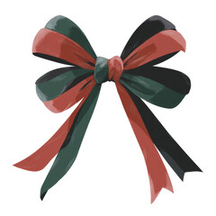 Elegant Red and Green Bow Graphic Design Element