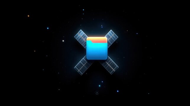 Space station communication with blue signal box sending data to remote folder for efficient information transfer