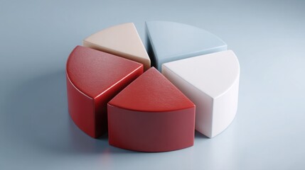 Creative pie chart reflection on a server node depicting data analysis and visualization in digital technology environment