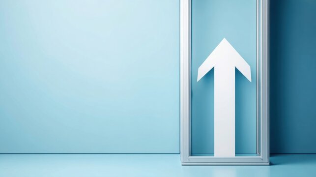 Dynamic arrow pointing upward to the right indicating positive growth and progress in server rack infrastructure design