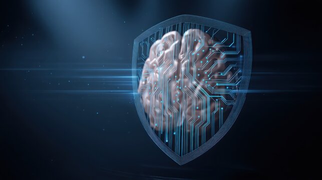 Image of a brain enclosed in a shield symbolizing the importance of protecting intelligence in the age of technology