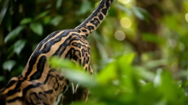 Clouded Leopard in Lush Jungle Habitat, Majestic Leap