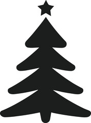 Obraz premium Simple Christmas Tree Silhouette with Star - Holiday Vector Illustration