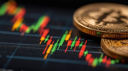 Coin positioned next to a chart symbolizing financial analysis and the use of smart patterns in investment decisions