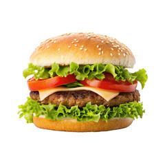 delicious hamburger with fresh tomato lettuce salad hamburger burger sandwich burger with salad cheeseburger transparent background image