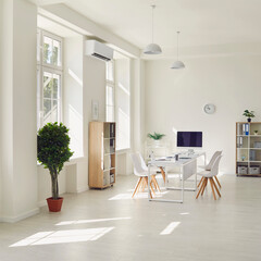 Office setup with chairs around the table with peaceful environment for work From Home set up for individual 