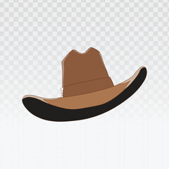 Classic brown cowboy hat with a black brim, perfect for Western themes, country music events, ranch lifestyle, rodeo promotions, fashion designs, logos, icons, and digital or print graphics.