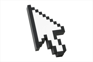 mouse cursor 3d,
Oversized Pixel Cursor Arrow on White Background