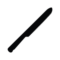Silhouette of a serrated knife ideal for cutting bread or other items, bread knife silhouette vector illustration