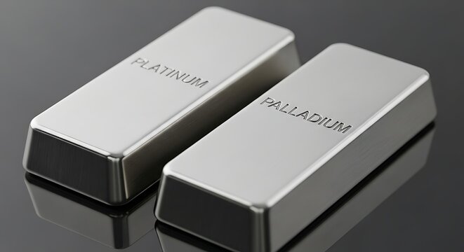 Stunning Macro Shot of Polished Platinum and Palladium Bullion