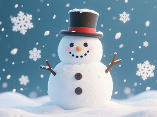 3d render cute snowman winter