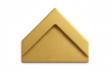 Metallic gold arrow pointing up on a transparent background, perfect for indicating growth, success, or progress