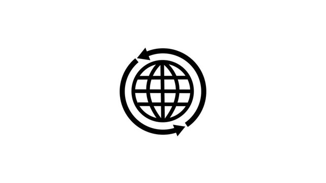 Abstract globe vector icon on background. Animation of global social media connection with white background. social media connection concept networking. Internet icon browser icon animation 