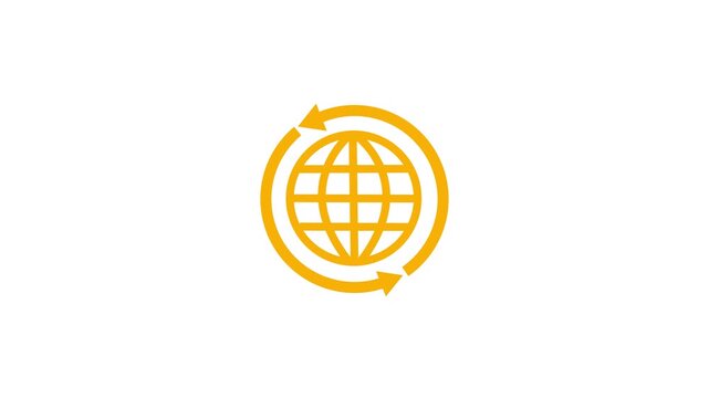 Abstract globe vector icon on background. Animation of global social media connection with white background. social media connection concept networking. Internet icon browser icon animation 