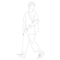 Simple man walking outline architecture