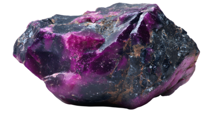 Raw Sugilite specimen, opaque purple-pink chunk, natural irregular shape, isolated on Transparent background