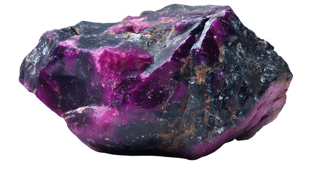 Raw Sugilite specimen, opaque purple-pink chunk, natural irregular shape, isolated on Transparent background