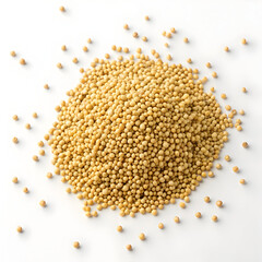 Kodo millet grains isolated on white background, highlighting their small, round shape and nutritious,