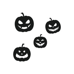 halloween pumpkin jack flat, pumpkin silhouette set