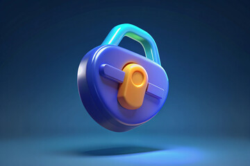 Stylized Heart- Shaped Padlock with Blue, Orange, and Teal Accents security safety 3D